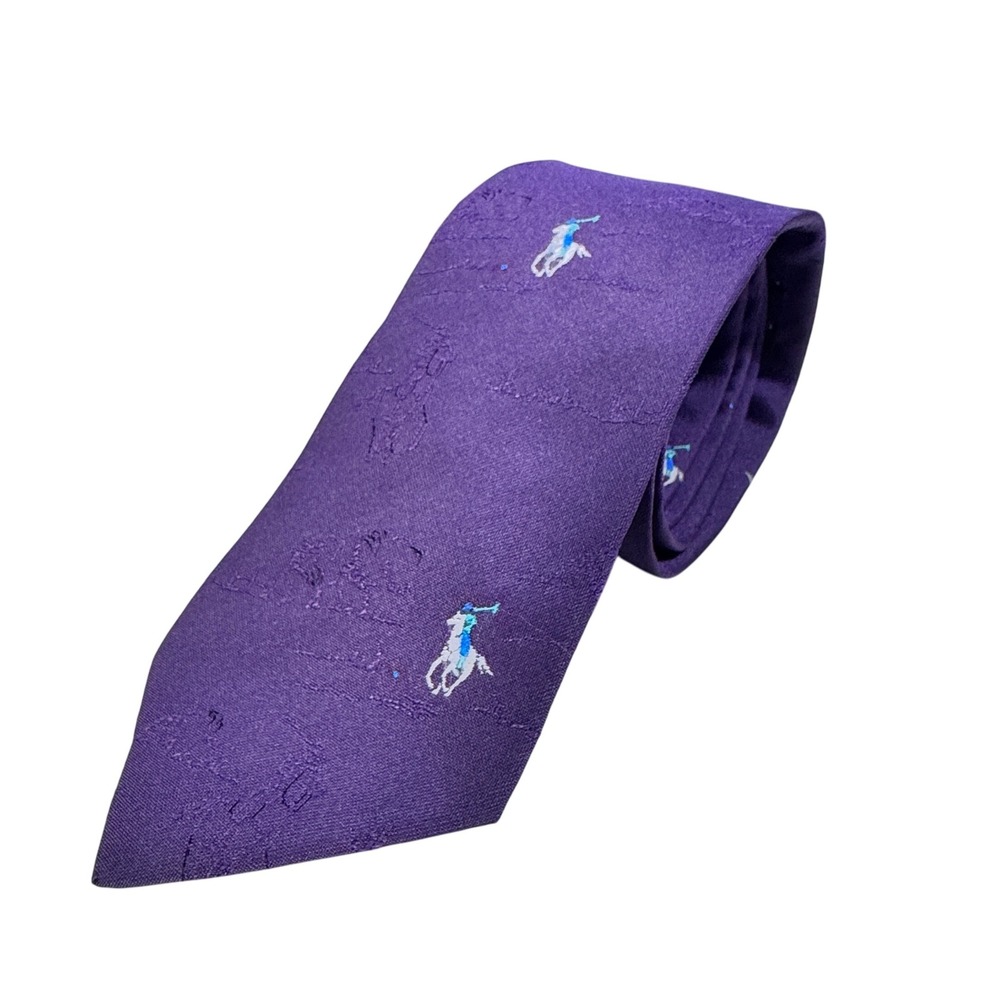 Biaggiotti Avanti‎ Purple Polo Player Silk Blend Mens Tie